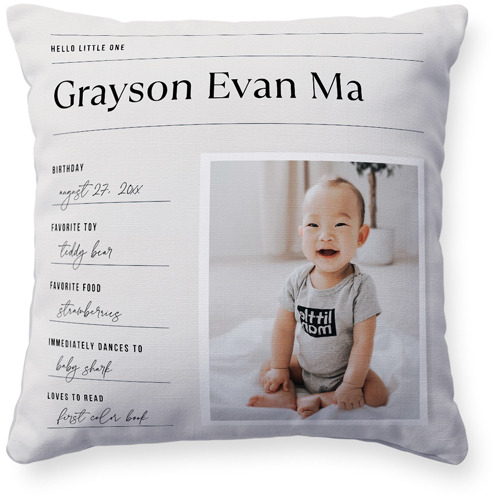 Journal Entry Pillow, Woven, White, 16x16, Double Sided, White