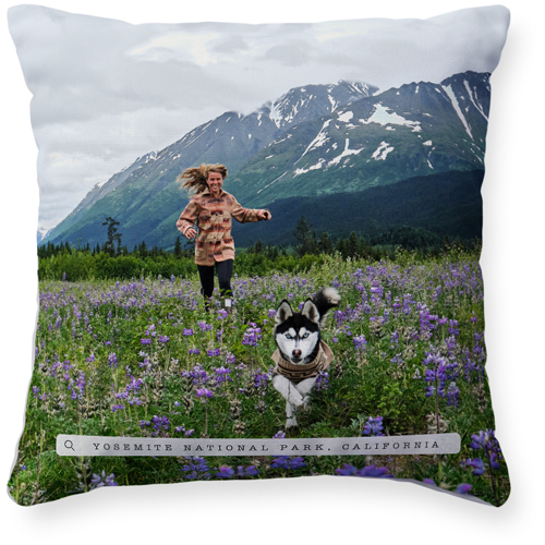 Travel Banner Pillow, Woven, White, 16x16, Double Sided, White, white