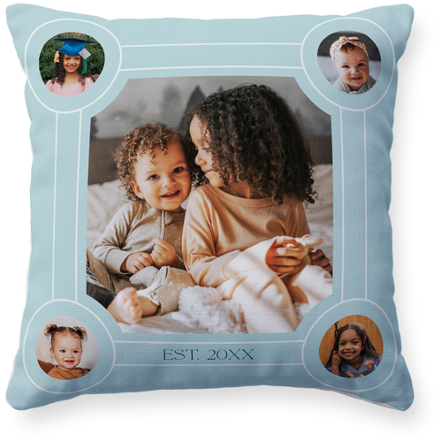 Vintage Family Tree Pillow, Woven, Beige, 16x16, Single Sided, Blue, oasis