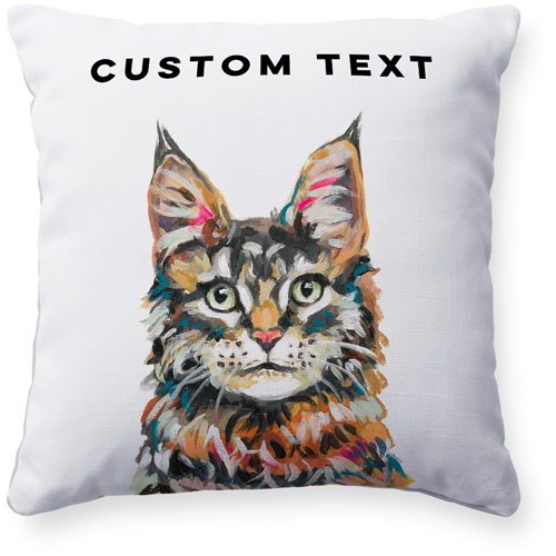 Maine Coon Custom Text Pillow, Woven, White, 16x16, Double Sided, Multicolor