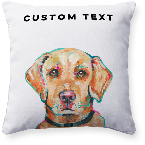 Yellow Lab Custom Text Pillow, Woven, White, 16x16, Double Sided, Multicolor