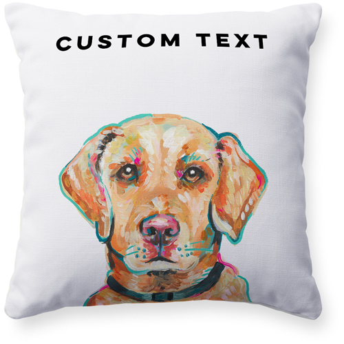 Yellow Lab Custom Text Pillow, Woven, Beige, 16x16, Single Sided, Multicolor