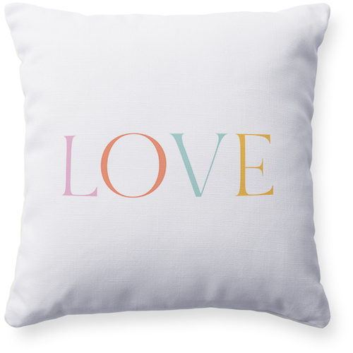 Pastel Love Pillow, Woven, Beige, 16x16, Single Sided, Multicolor