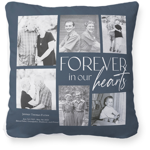 In Our Hearts Memorial Pillow, Plush, White, 18x18, Single Sided, Black