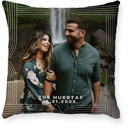 Modern Arch Border Pillow, Woven, White, 18x18, Double Sided, Beige, antique white