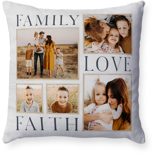 Rustic Family Sentiments Pillow, Woven, White, 18x18, Double Sided, Beige