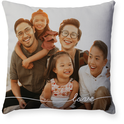 Love Doodle Pillow, Woven, Beige, 18x18, Single Sided, White