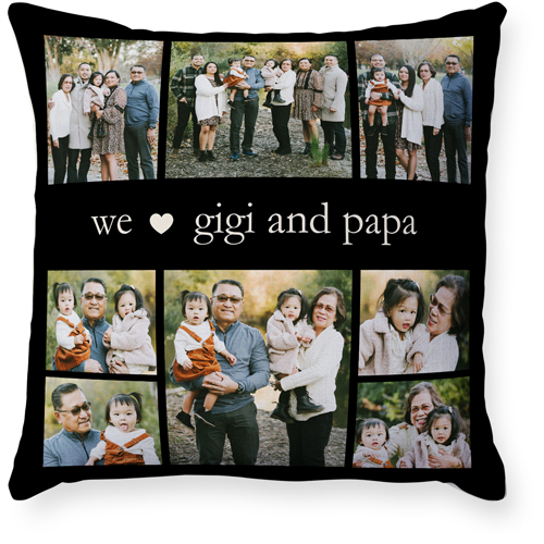 We Heart Montage Pillow, Woven, Beige, 18x18, Single Sided, Black
