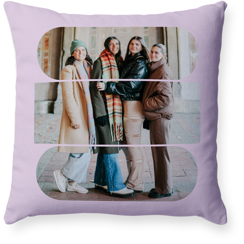 Connected Frames Pillow, Woven, Beige, 18x18, Single Sided, Purple, pansy