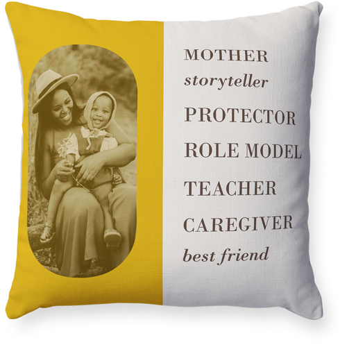 Traits of the Best Pillow, Woven, White, 18x18, Double Sided, Yellow