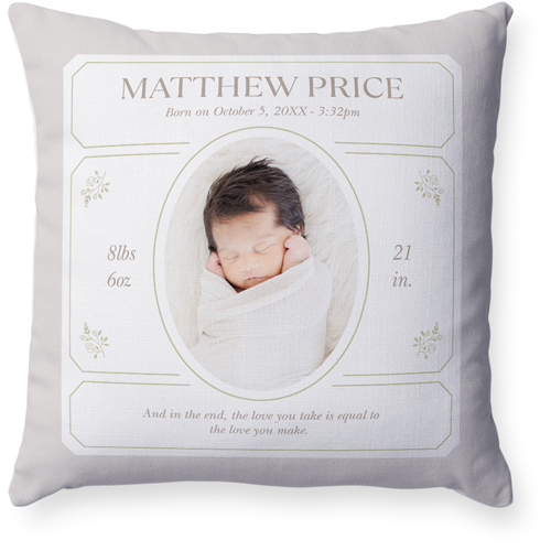 Vintage Stationery Frame Pillow, Woven, Beige, 18x18, Single Sided, Brown, cafe