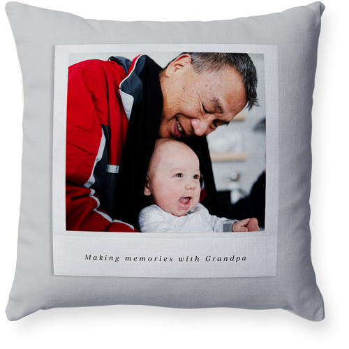 Simple Photo Frames Pillow, Woven, Beige, 18x18, Single Sided, Gray, smoke