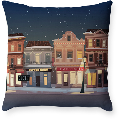 Holiday Street Pillow, Woven, Beige, 18x18, Single Sided, White