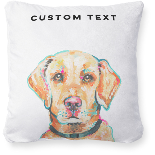 Yellow Lab Custom Text Pillow, Plush, White, 18x18, Single Sided, Multicolor