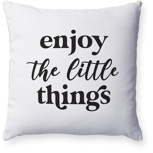 Script Enjoy Things Pillow, Woven, White, 18x18, Double Sided, Multicolor