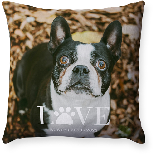 Love Paw Pillow, Woven, Black, 18x18, Single Sided, White