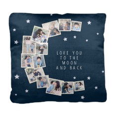 to the moon shape collage pillow