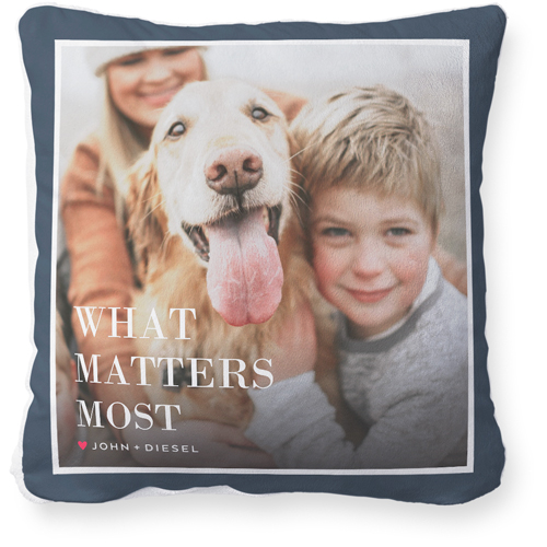 What Matters Most Pillow, Plush, White, 18x18, Single Sided, Black