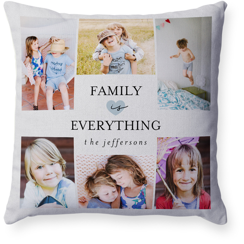 Family Is Everything Pillow, Woven, Beige, 18x18, Single Sided, Blue