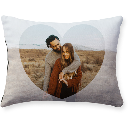 Heart Overlay Pillow, Woven, Black, 12x16, Single Sided, White, white