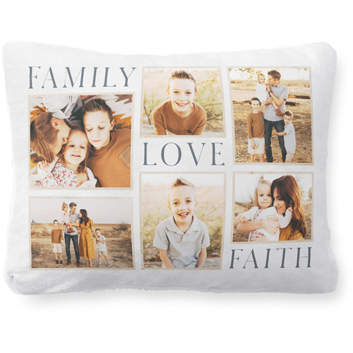 Rustic Family Sentiments Pillow, Plush, White, 12x16, Single Sided, Beige