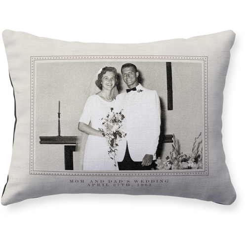 Textured Ornate Border Pillow, Woven, Black, 12x16, Single Sided, Beige, cream