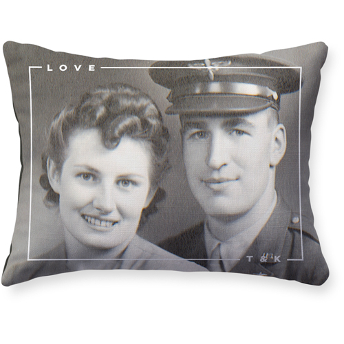 Love Border Pillow, Woven, Black, 12x16, Single Sided, White