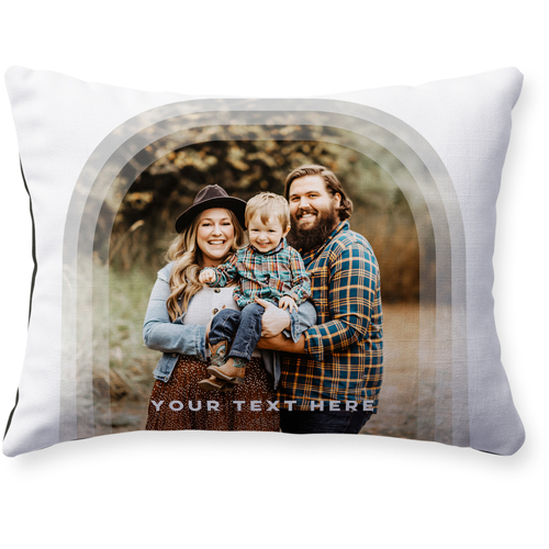 Beveled Arch Pillow, Woven, Black, 12x16, Single Sided, White, white