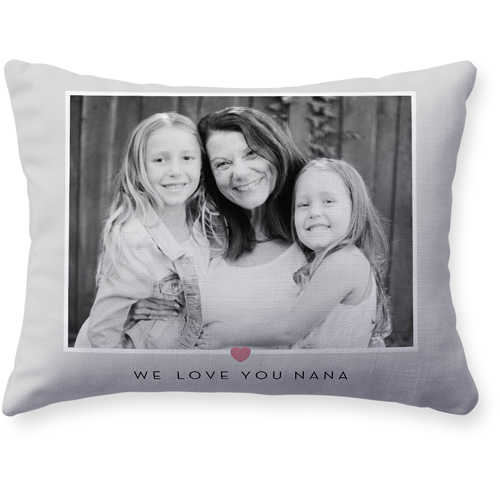 Classic Heart Frame Pillow, Woven, White, 12x16, Double Sided, Pink, faded rose