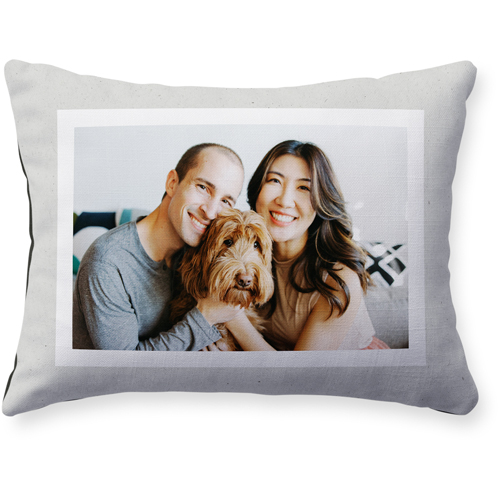 Double Paper Frame Pillow, Woven, Black, 12x16, Single Sided, Gray, slate