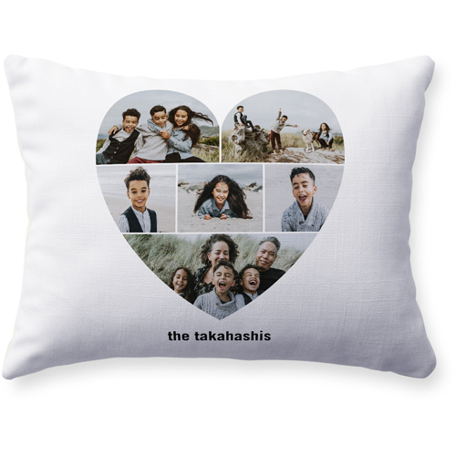 Modern Collage Heart Pillow, Woven, Beige, 12x16, Single Sided, White