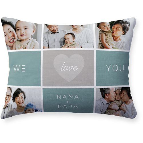 We Love Colorblock Pillow, Woven, Beige, 12x16, Single Sided, Blue, cedar