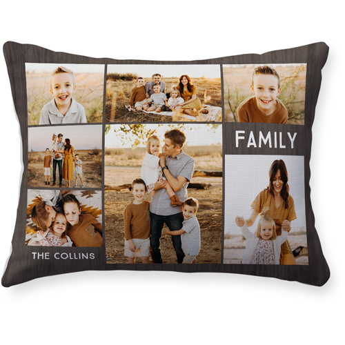 Family Gallery Montage Of Nine Pillow, Woven, White, 12x16, Double Sided, Multicolor