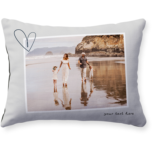 Minimalist Heart Film Pillow, Woven, Black, 12x16, Single Sided, Black, black