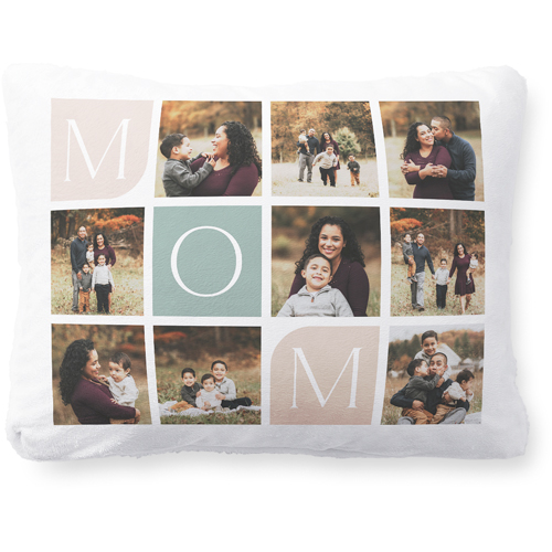Mom Color Grid Pillow, Plush, White, 12x16, Single Sided, White