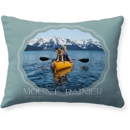 Rippled Border Pillow, Woven, Beige, 12x16, Single Sided, Blue, cedar