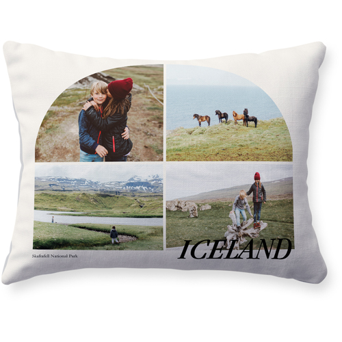 Travel Arch Collage Pillow, Woven, White, 12x16, Double Sided, Beige, antique white