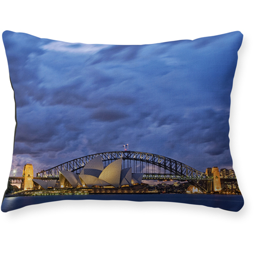 Sydney Harbour Twilight Pillow, Woven, Black, 12x16, Single Sided, White