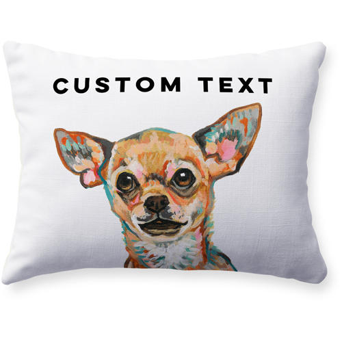 Chihuahua Custom Text Pillow, Woven, Beige, 12x16, Single Sided, Multicolor