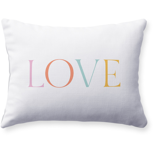 Pastel Love Pillow, Woven, White, 12x16, Double Sided, Multicolor