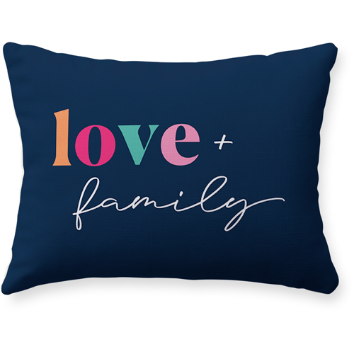 Vibrant Love Script Family Pillow, Woven, Beige, 12x16, Single Sided, Multicolor