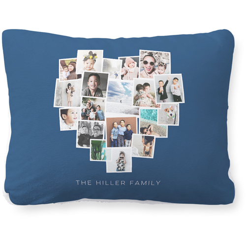 Tilted Heart Collage Pillow, Plush, White, 12x16, Single Sided, Gray