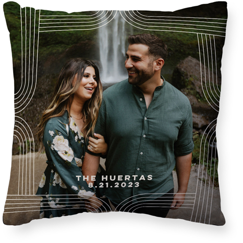 Modern Arch Border Pillow, Woven, Black, 20x20, Single Sided, Beige, antique white