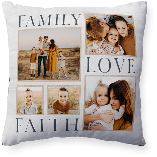 Rustic Family Sentiments Pillow, Woven, Black, 20x20, Single Sided, Beige