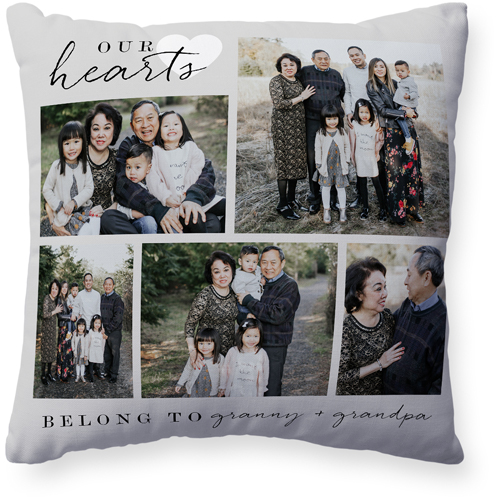 Belong To Heart Pillow, Woven, White, 20x20, Double Sided, Gray