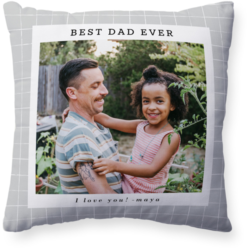 Grid Dad Frame Pillow, Woven, Beige, 20x20, Single Sided, Gray, smoke