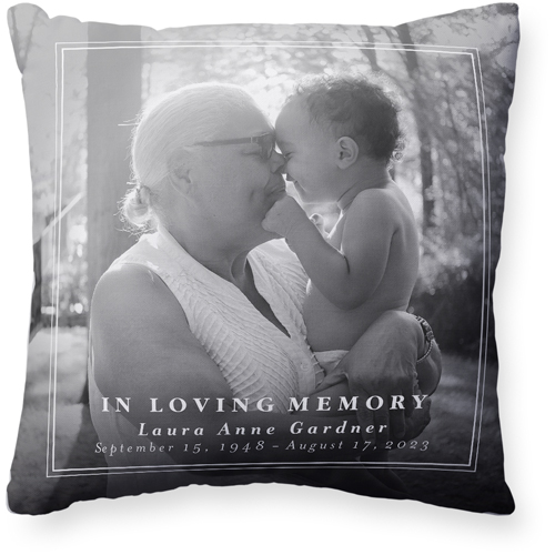 Memorial Frame Pillow, Woven, White, 20x20, Double Sided, White