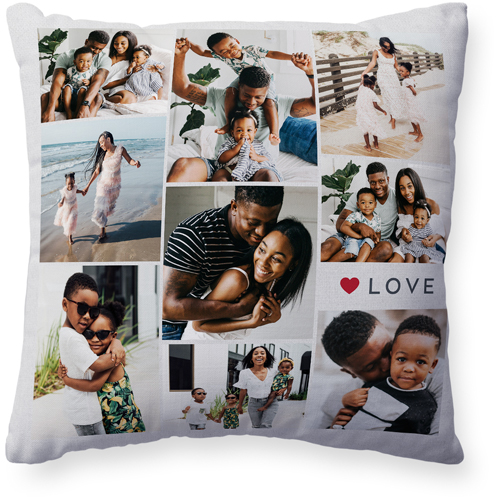 Modern Love Collage Pillow, Woven, White, 20x20, Double Sided, Red