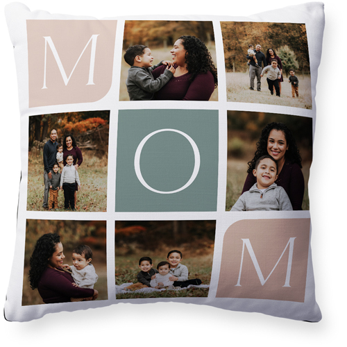 Mom Color Grid Pillow, Woven, Black, 20x20, Single Sided, White, white