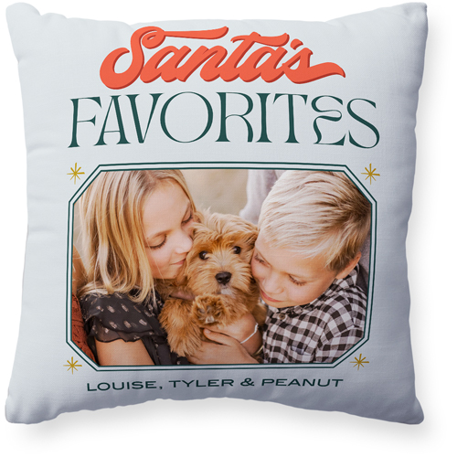 Santa's Favorites Pillow, Woven, White, 20x20, Double Sided, Gray